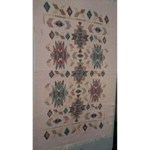 Vintage Franco Southwestern Towel Set 2pc Pastel Aztec Boho Fringed Bath Hand